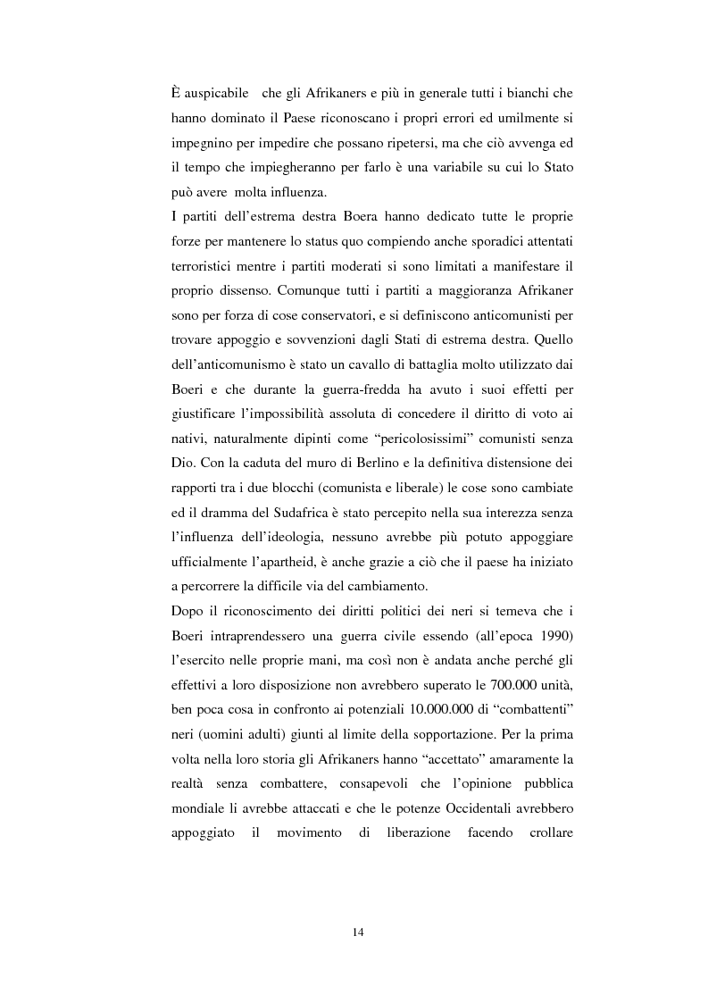 Anteprima della tesi: La questione della terra in Sudafrica 1990-1996: ridistribuzione della terra correlata alla percezione Afrikaner del fenomeno, Pagina 14