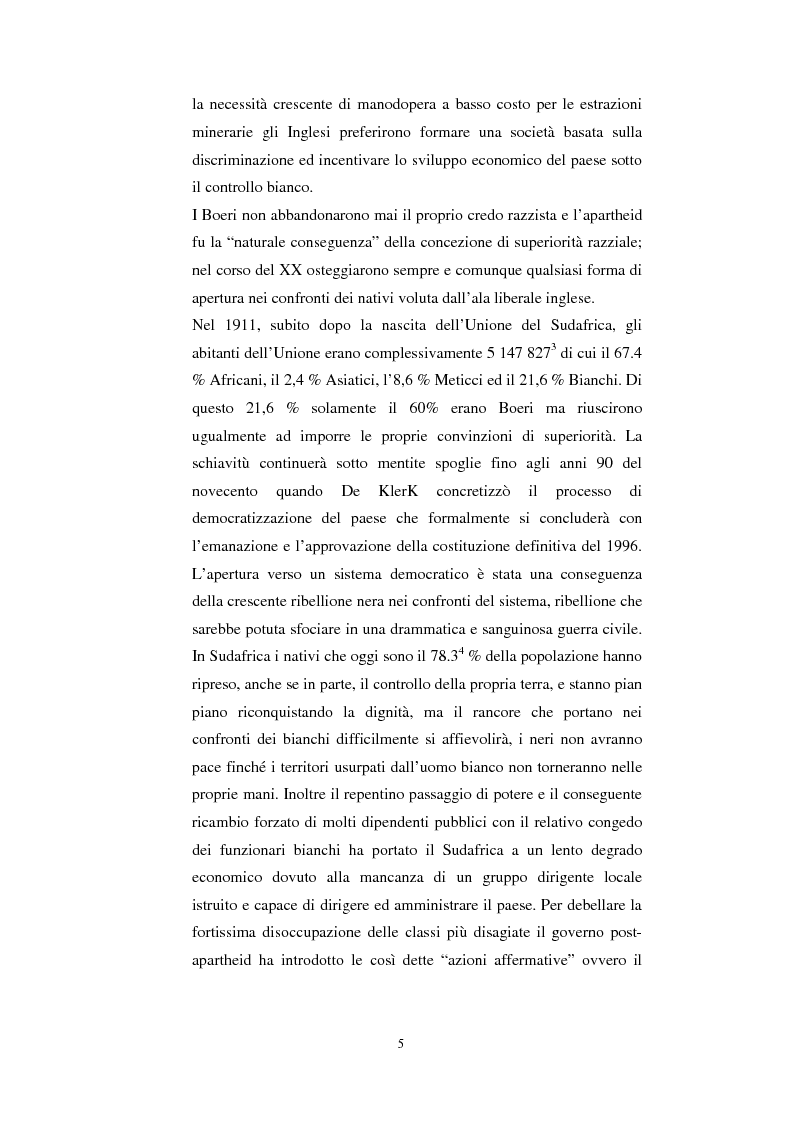 Anteprima della tesi: La questione della terra in Sudafrica 1990-1996: ridistribuzione della terra correlata alla percezione Afrikaner del fenomeno, Pagina 5