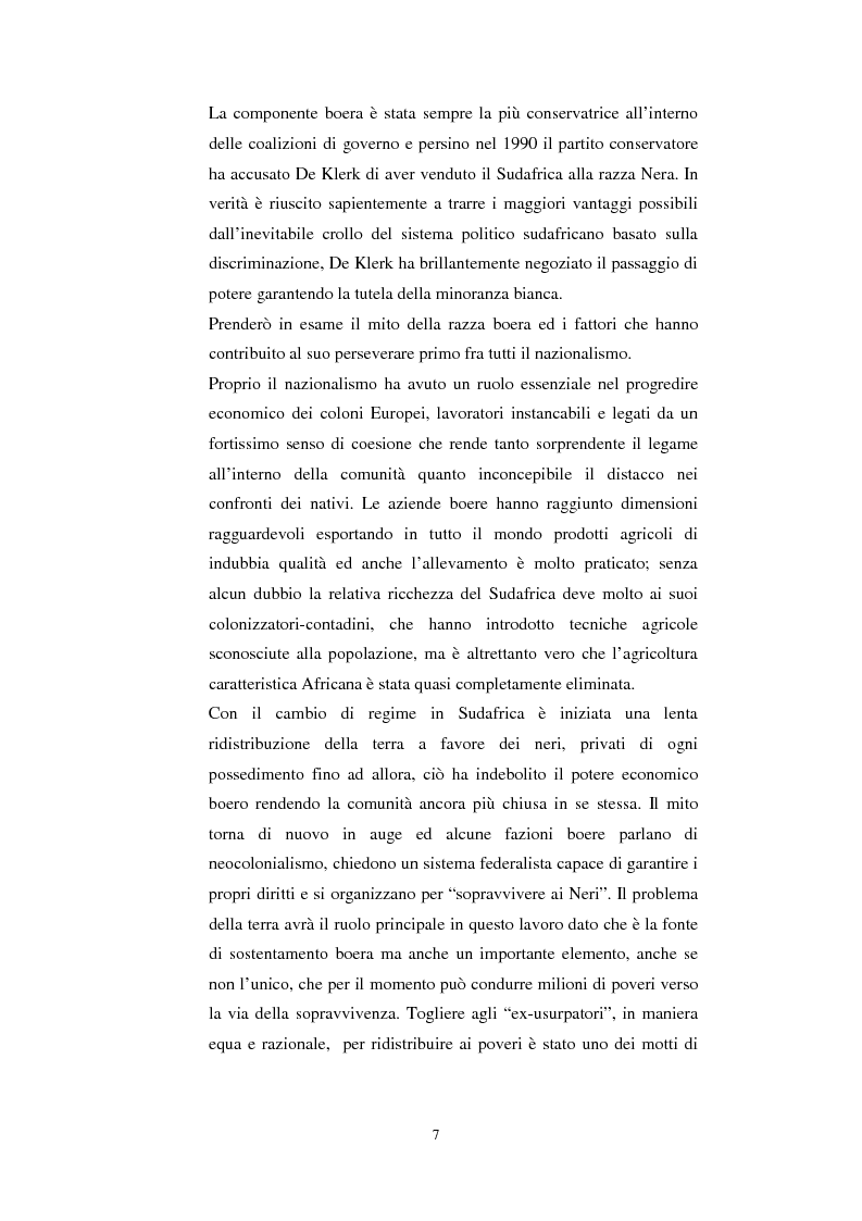 Anteprima della tesi: La questione della terra in Sudafrica 1990-1996: ridistribuzione della terra correlata alla percezione Afrikaner del fenomeno, Pagina 7