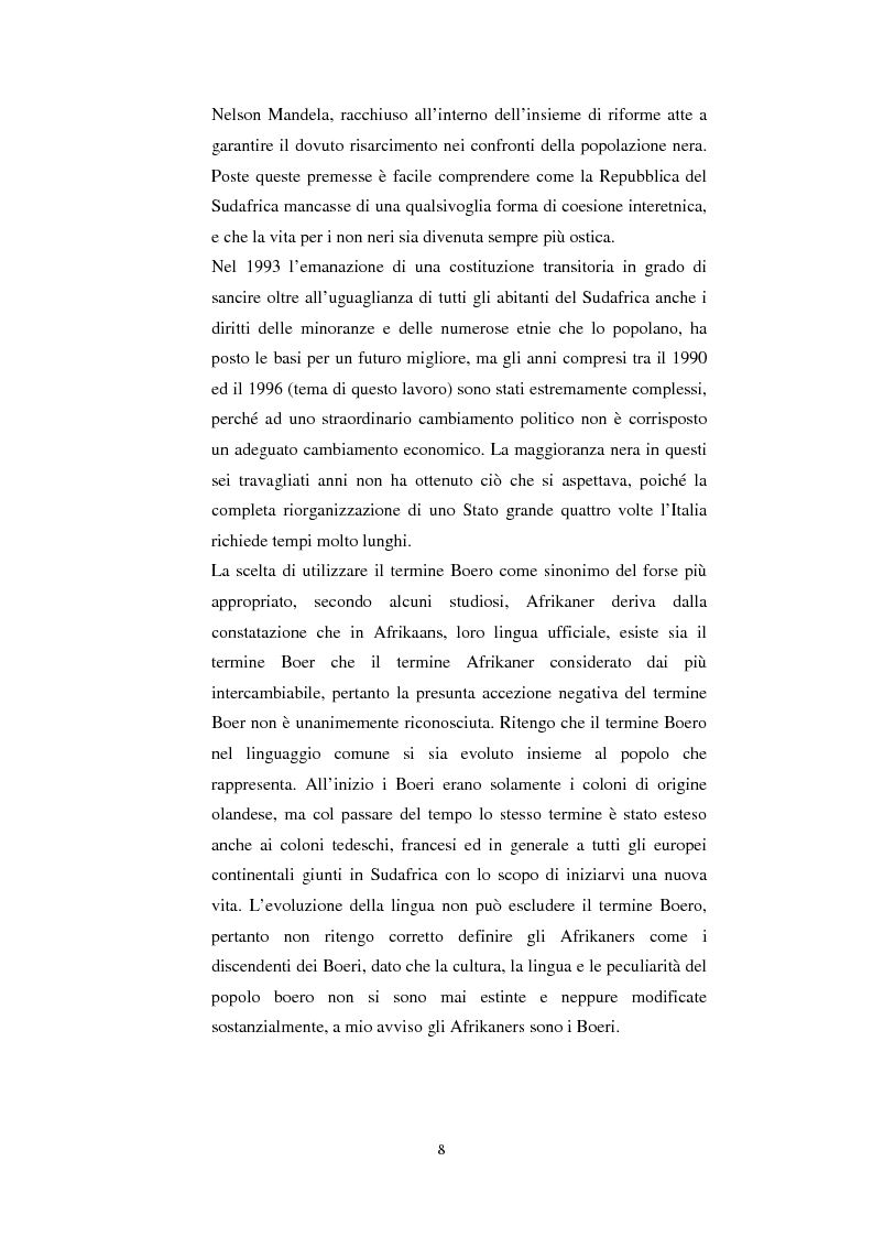 Anteprima della tesi: La questione della terra in Sudafrica 1990-1996: ridistribuzione della terra correlata alla percezione Afrikaner del fenomeno, Pagina 8
