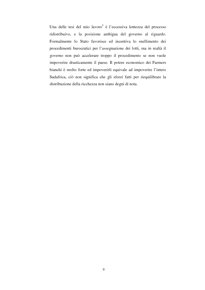 Anteprima della tesi: La questione della terra in Sudafrica 1990-1996: ridistribuzione della terra correlata alla percezione Afrikaner del fenomeno, Pagina 9