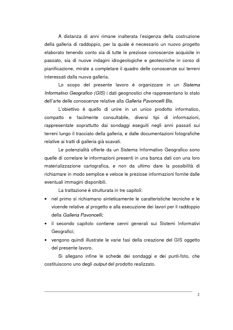 Anteprima della tesi: Creazione di un Gis per la caratterizzazione di un ammasso roccioso per la progettazione di una grande opera sotterranea, Pagina 2