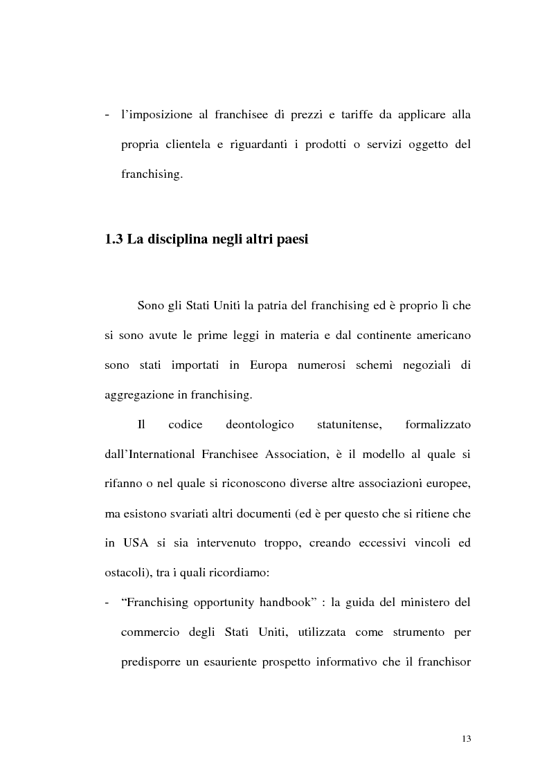 Anteprima della tesi: Franchising e agenzie di viaggio: analisi comparata delle proposte a tutela del franchisee, Pagina 11
