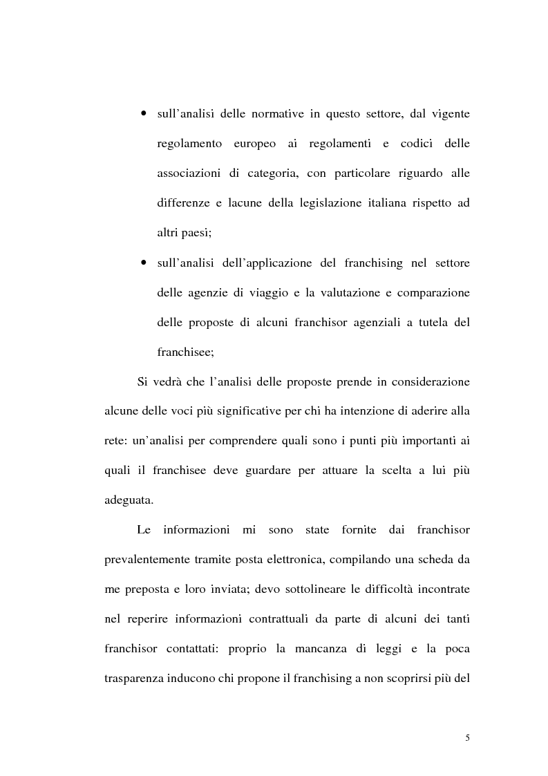Anteprima della tesi: Franchising e agenzie di viaggio: analisi comparata delle proposte a tutela del franchisee, Pagina 3