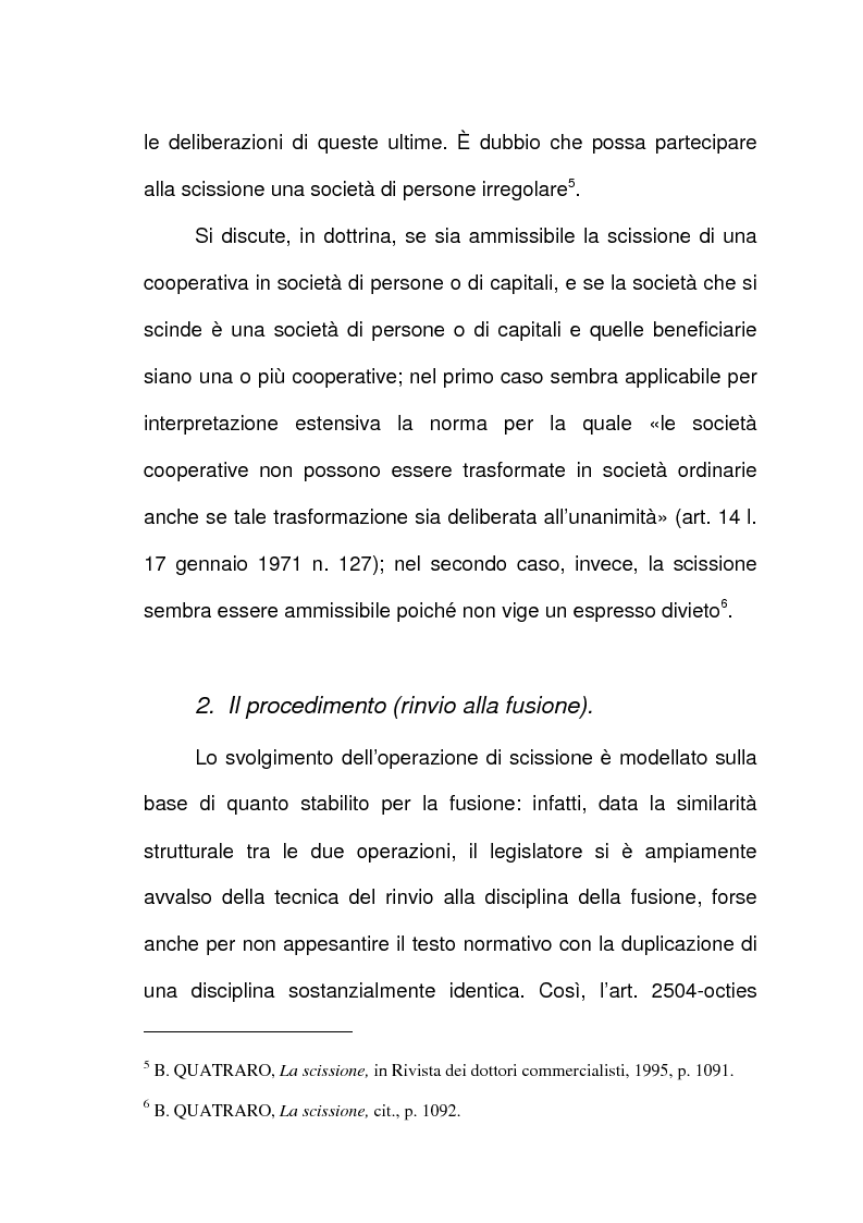 Anteprima della tesi: Scissione di società e assegnazione delle quote o azioni, Pagina 4
