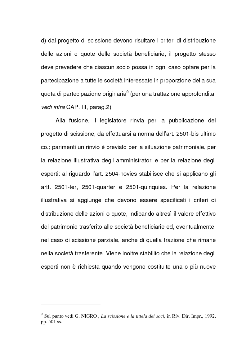 Anteprima della tesi: Scissione di società e assegnazione delle quote o azioni, Pagina 6