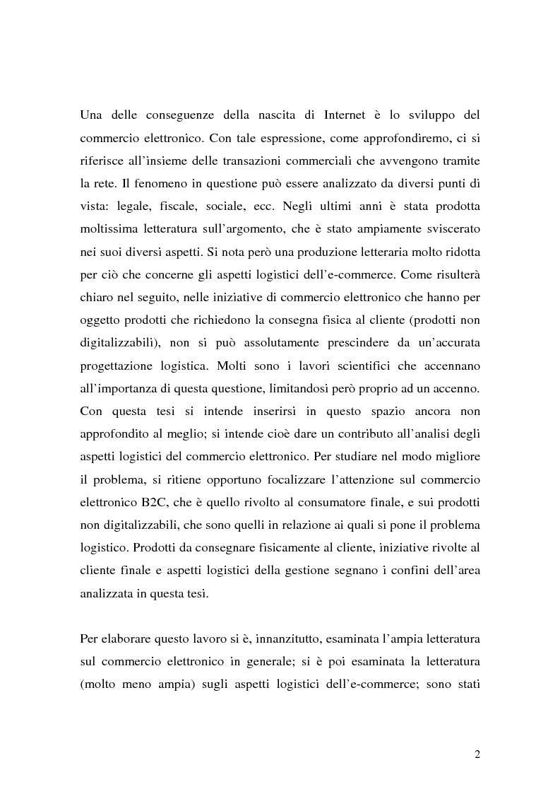 Anteprima della tesi: Il ruolo della logistica nello sviluppo del commercio elettronico, Pagina 2