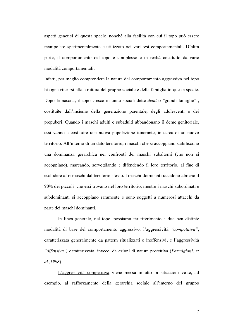 Anteprima della tesi: Basi neurobiologiche del comportamento aggressivo, Pagina 7