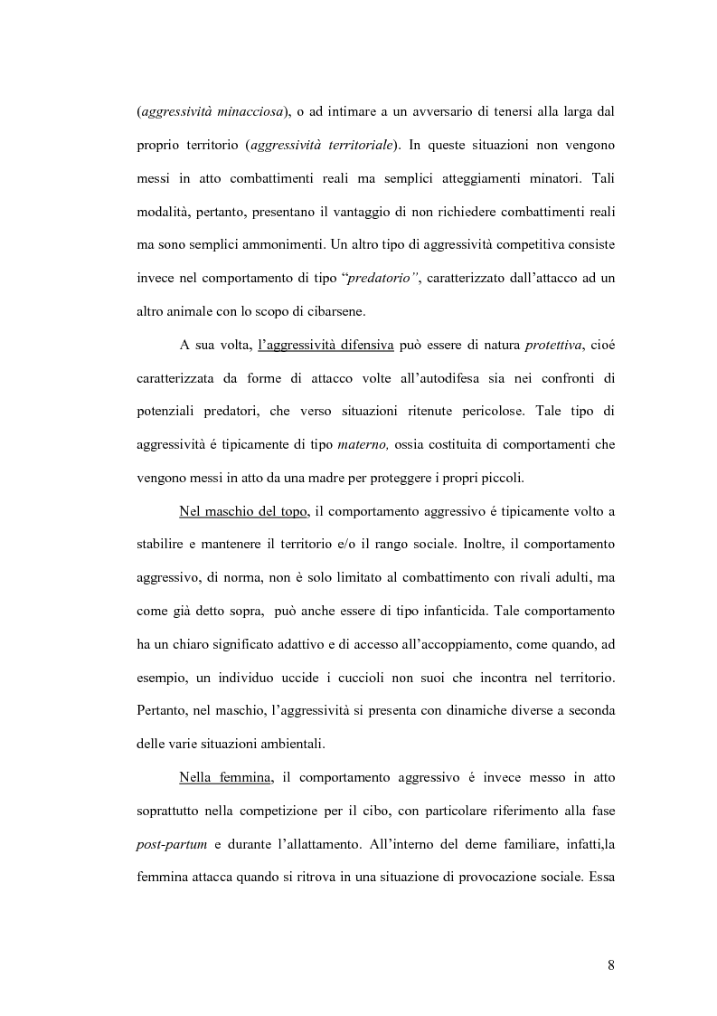 Anteprima della tesi: Basi neurobiologiche del comportamento aggressivo, Pagina 8