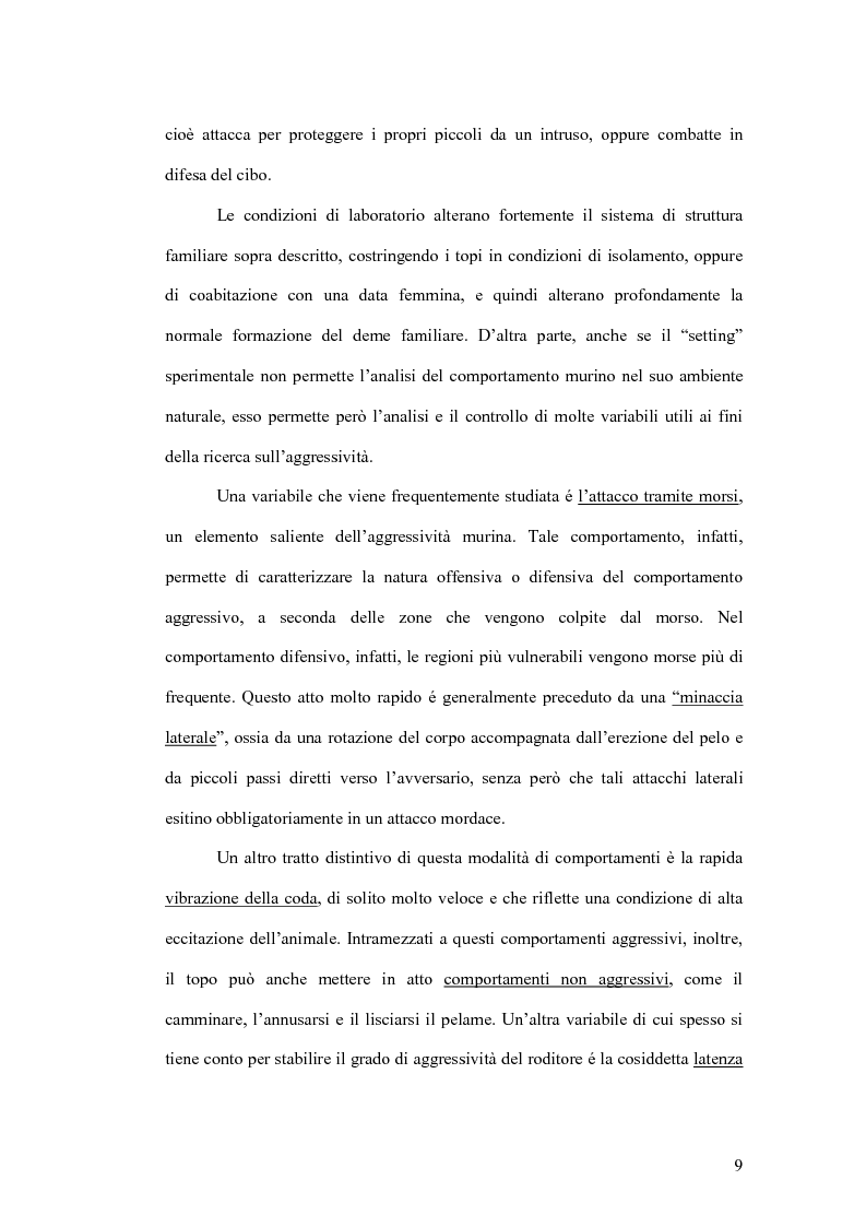 Anteprima della tesi: Basi neurobiologiche del comportamento aggressivo, Pagina 9