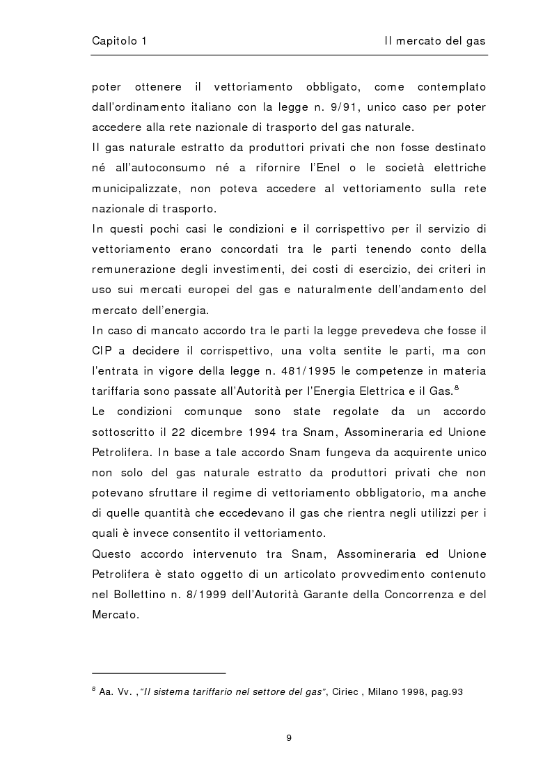 Anteprima della tesi: Liberalizzazione del mercato del gas, Pagina 13