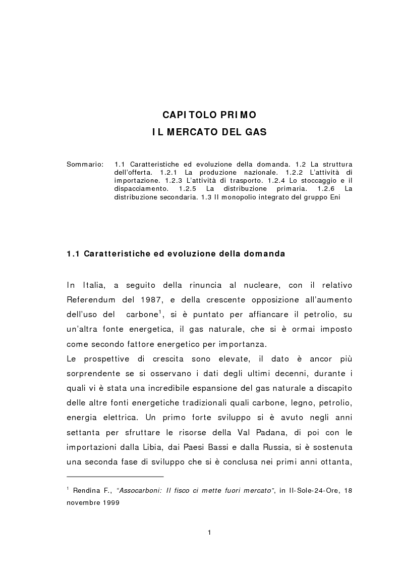 Anteprima della tesi: Liberalizzazione del mercato del gas, Pagina 5