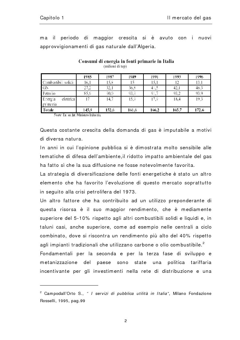 Anteprima della tesi: Liberalizzazione del mercato del gas, Pagina 6