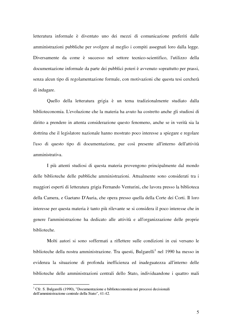 Anteprima della tesi: La letteratura ''grigia'' di fonte amministrativa, Pagina 2