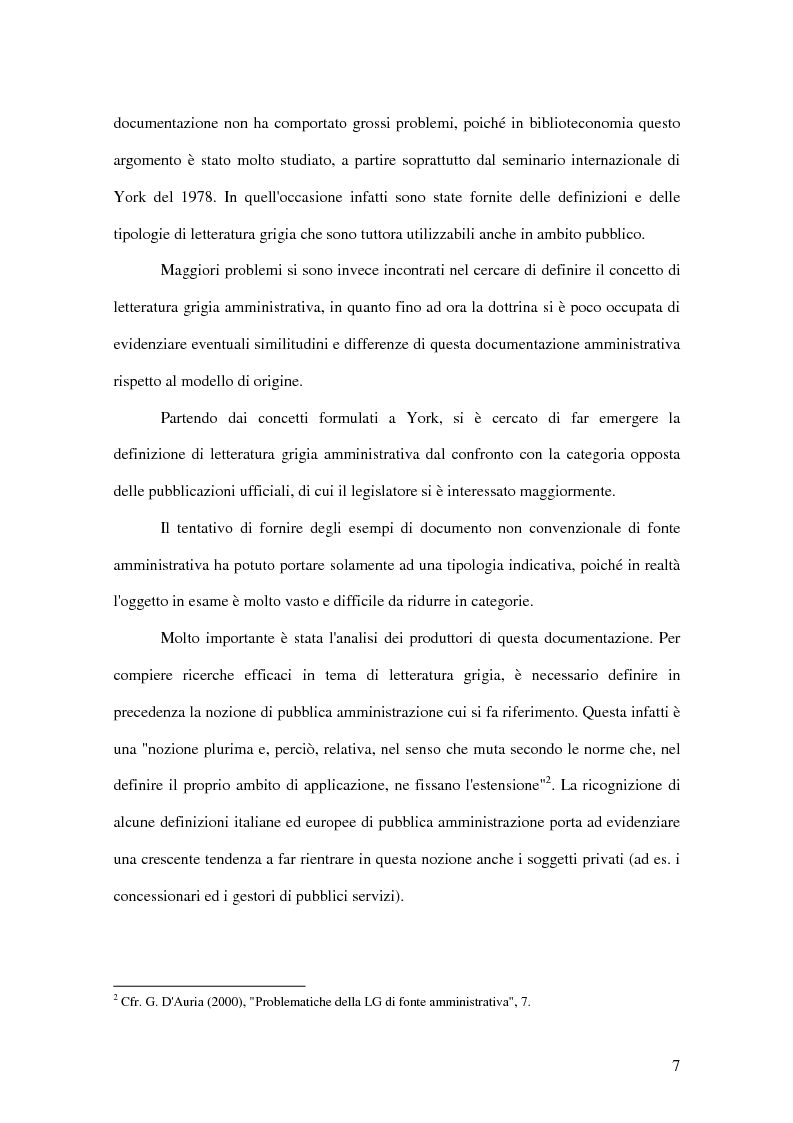 Anteprima della tesi: La letteratura ''grigia'' di fonte amministrativa, Pagina 4