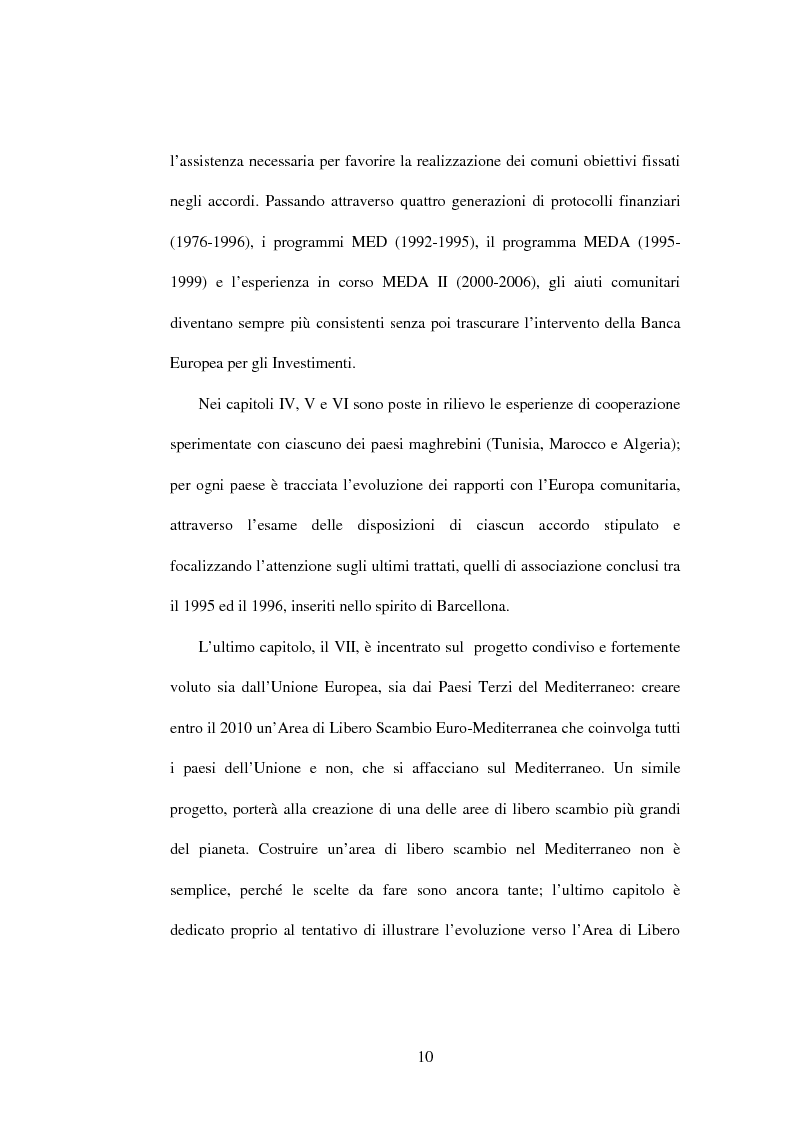 Anteprima della tesi: La politica di partenariato dell'Unione Europea con i Paesi del Maghreb (Algeria, Marocco e Tunisia), Pagina 10