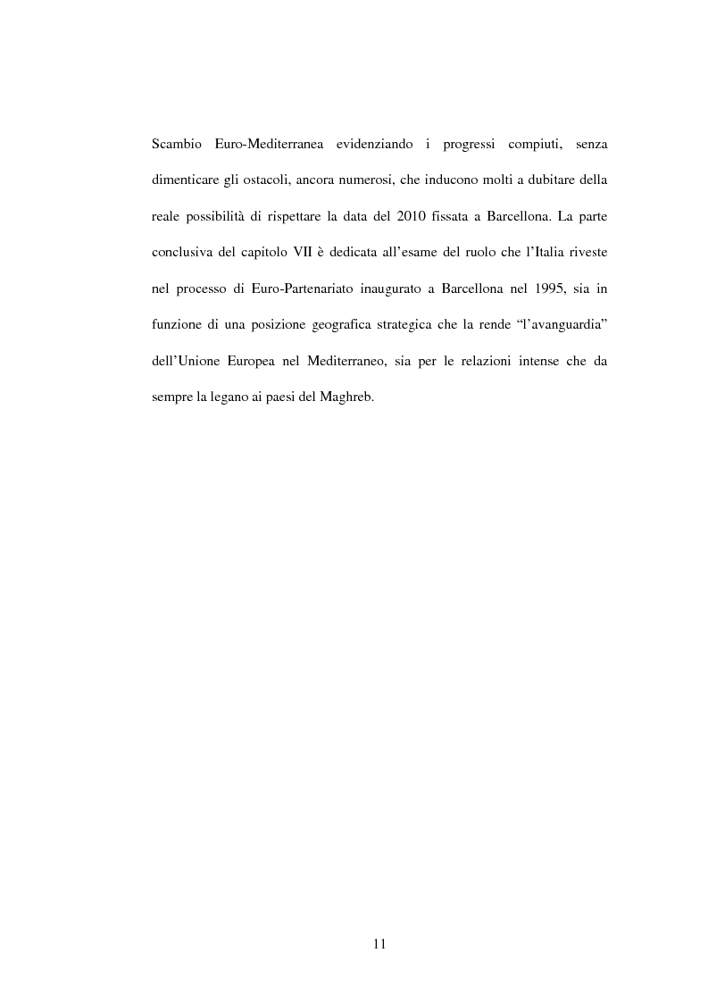 Anteprima della tesi: La politica di partenariato dell'Unione Europea con i Paesi del Maghreb (Algeria, Marocco e Tunisia), Pagina 11