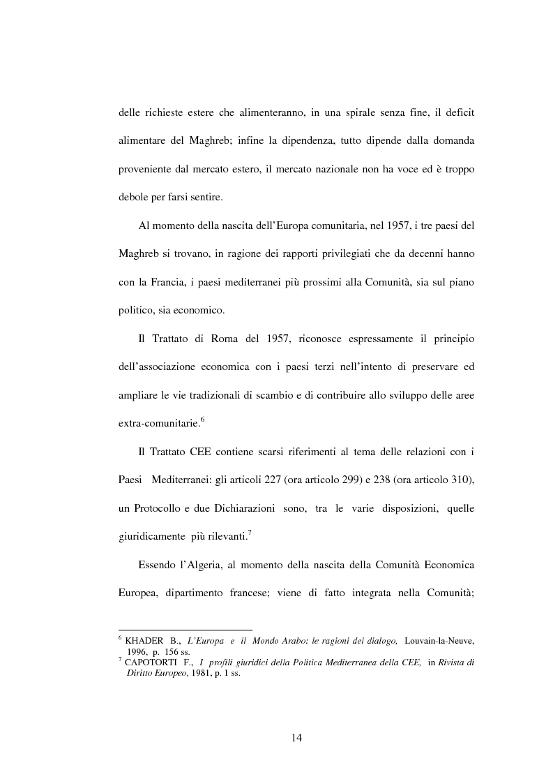 Anteprima della tesi: La politica di partenariato dell'Unione Europea con i Paesi del Maghreb (Algeria, Marocco e Tunisia), Pagina 14