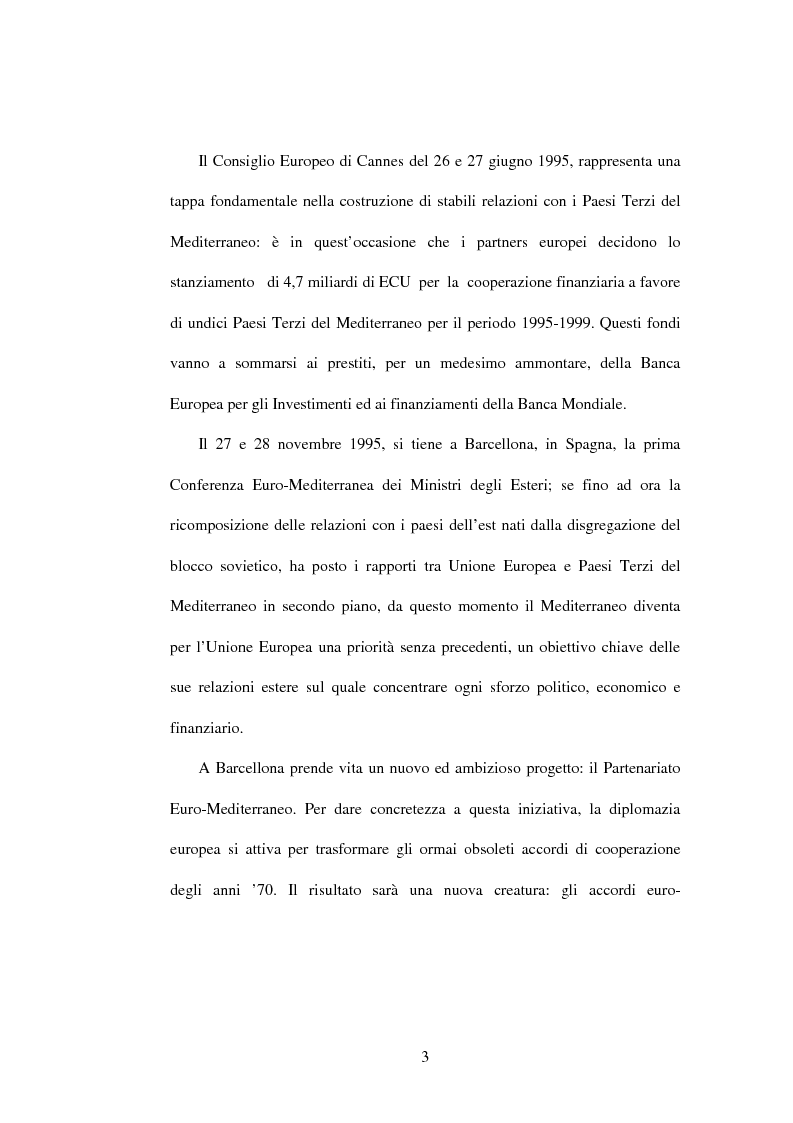 Anteprima della tesi: La politica di partenariato dell'Unione Europea con i Paesi del Maghreb (Algeria, Marocco e Tunisia), Pagina 3