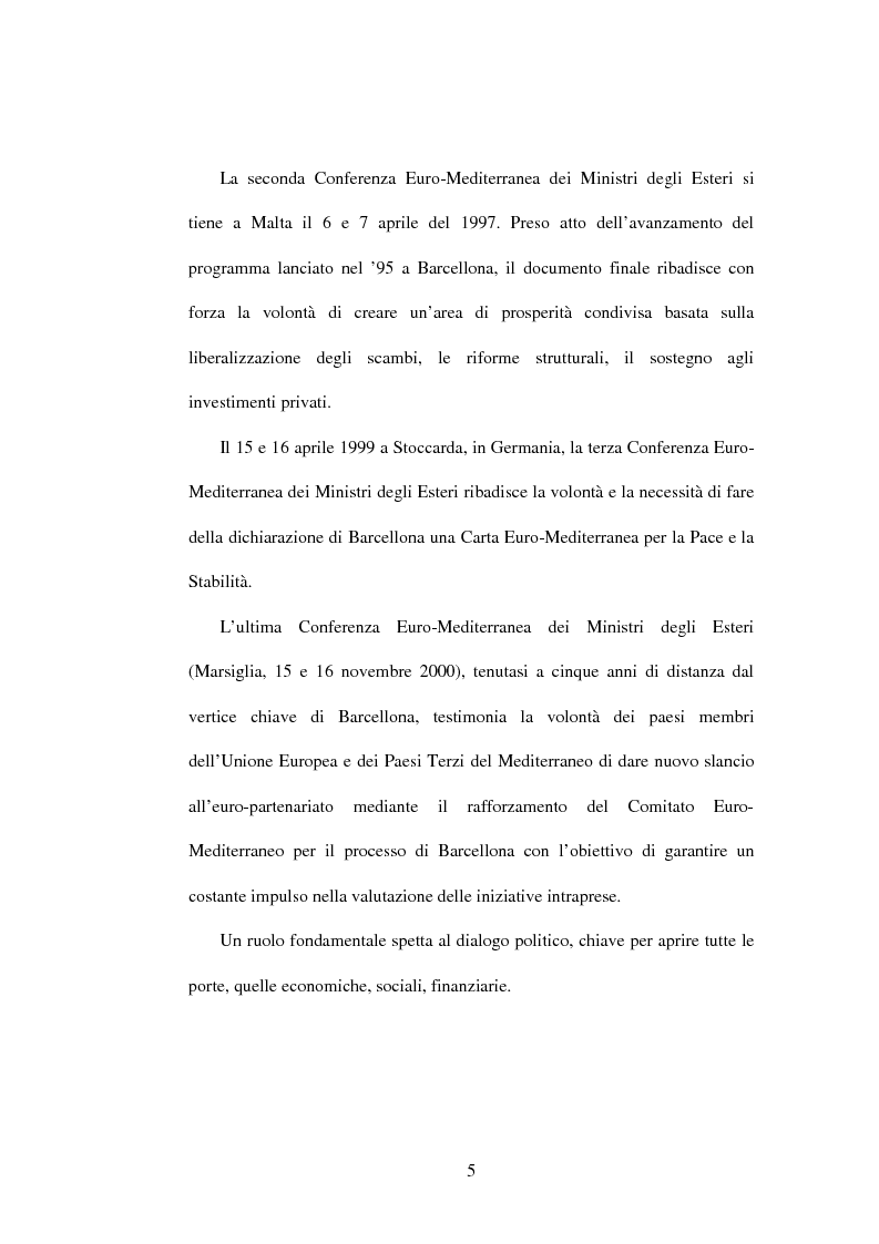 Anteprima della tesi: La politica di partenariato dell'Unione Europea con i Paesi del Maghreb (Algeria, Marocco e Tunisia), Pagina 5