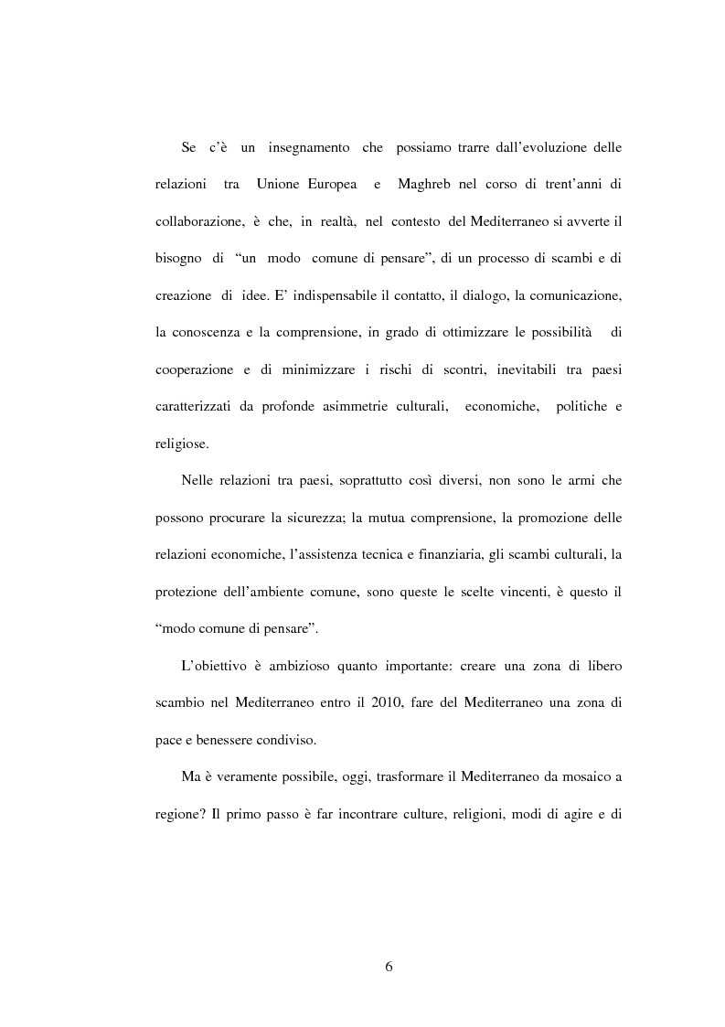 Anteprima della tesi: La politica di partenariato dell'Unione Europea con i Paesi del Maghreb (Algeria, Marocco e Tunisia), Pagina 6