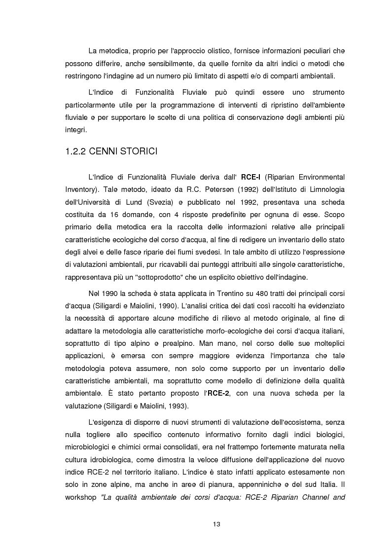 Anteprima della tesi: Applicazione dell'Indice di Funzionalità Fluviale nel fiume Fella e nel torrente Bartolo (Friuli Venezia Giulia), Pagina 12