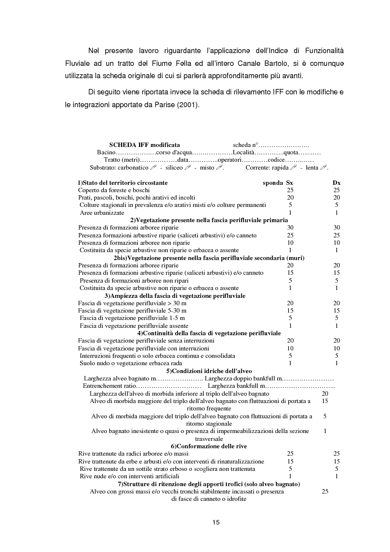 Anteprima della tesi: Applicazione dell'Indice di Funzionalità Fluviale nel fiume Fella e nel torrente Bartolo (Friuli Venezia Giulia), Pagina 14