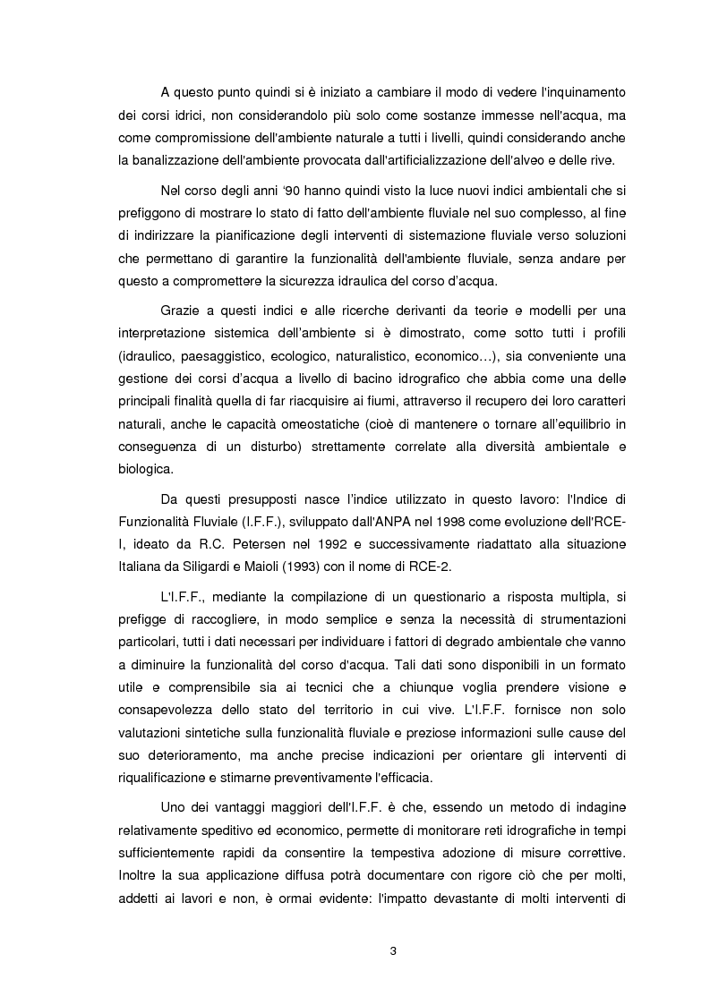 Anteprima della tesi: Applicazione dell'Indice di Funzionalità Fluviale nel fiume Fella e nel torrente Bartolo (Friuli Venezia Giulia), Pagina 2