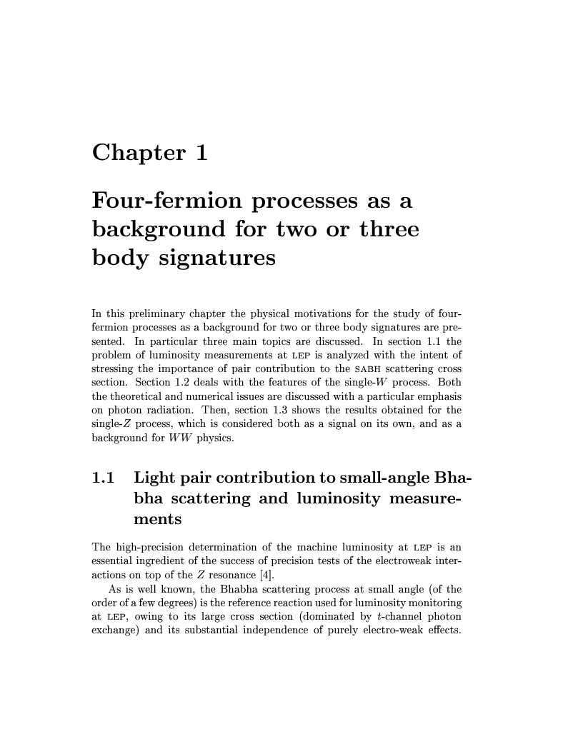 Anteprima della tesi: Electro-weak physics with forward dynamics at LEP, Pagina 7