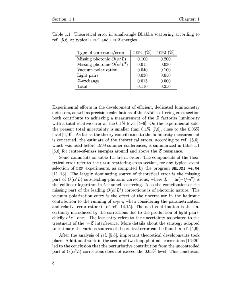 Anteprima della tesi: Electro-weak physics with forward dynamics at LEP, Pagina 8