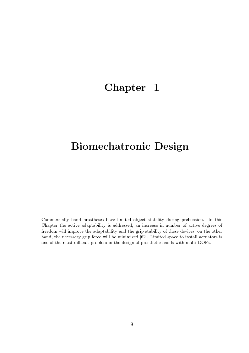 Anteprima della tesi: Hand prosthesis design: Enhancing grasping capabilities through mechanical features, Pagina 9
