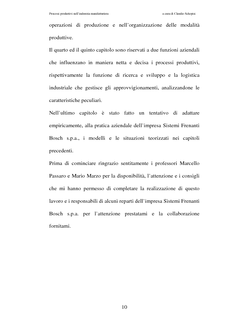 Anteprima della tesi: Processi produttivi nell'industria manifatturiera. Caso aziendale sistemi frenanti Bosch S.p.a., Pagina 3