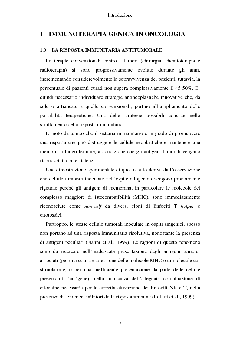 Anteprima della tesi: Produzione di vaccini per la terapia genica mediante trasduzione di Interleuchina 18 in cellule di carcinoma mammario murino, Pagina 4
