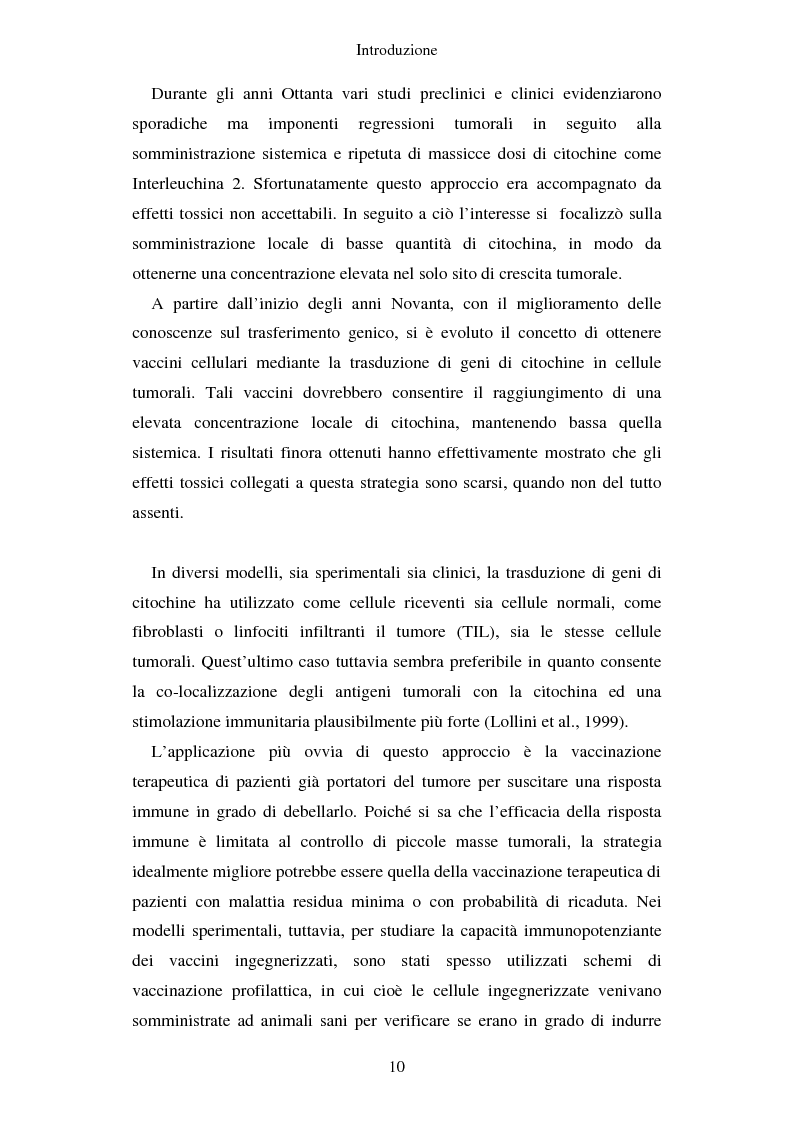 Anteprima della tesi: Produzione di vaccini per la terapia genica mediante trasduzione di Interleuchina 18 in cellule di carcinoma mammario murino, Pagina 7
