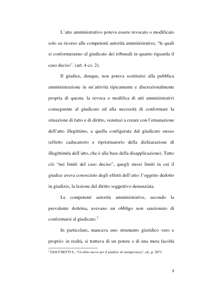 Anteprima della tesi: L'ottemperanza alle decisioni del giudice amministrativo dopo la legge n. 205 del 2000, Pagina 6