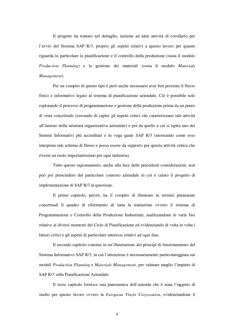 Anteprima della tesi: L'utilizzo del sistema informativo Sap R/3 per la programmazione e il controllo della produzione industriale: training e formazione del personale, Pagina 3