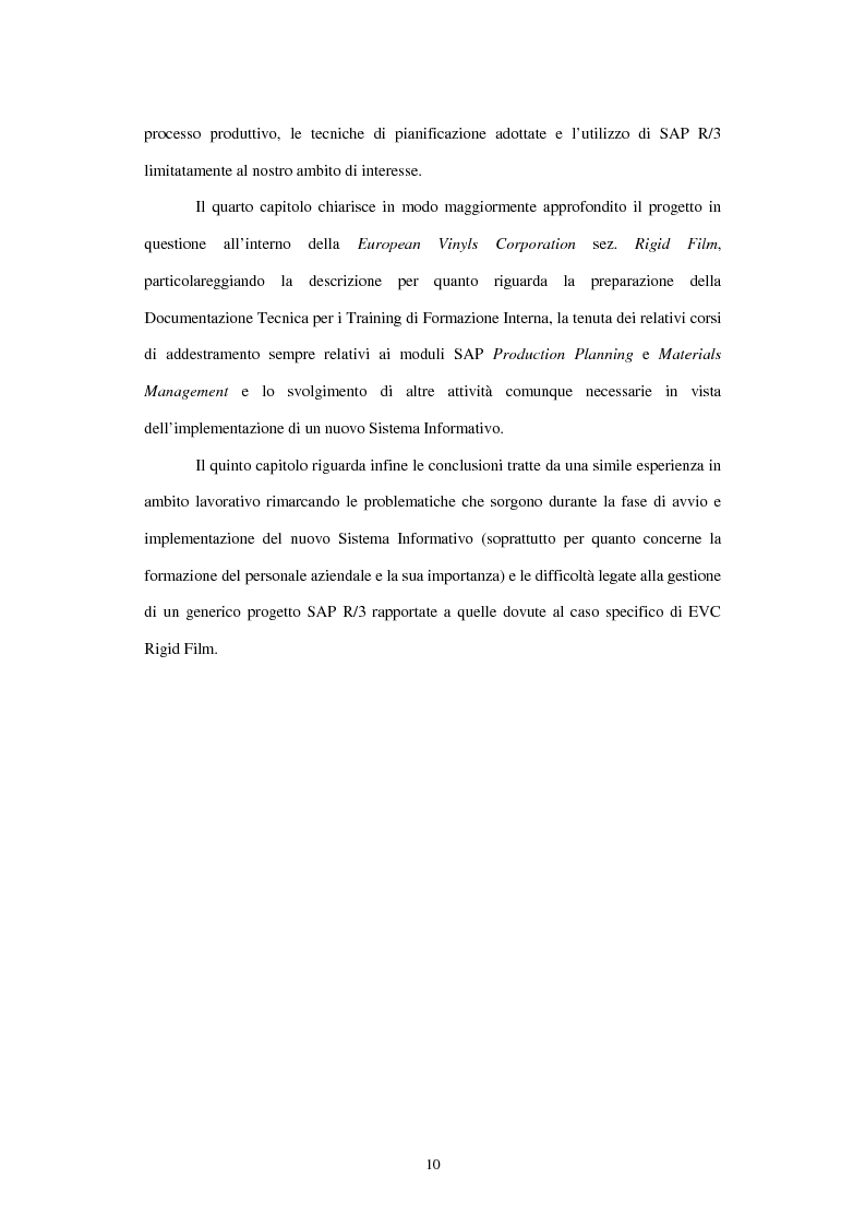 Anteprima della tesi: L'utilizzo del sistema informativo Sap R/3 per la programmazione e il controllo della produzione industriale: training e formazione del personale, Pagina 4