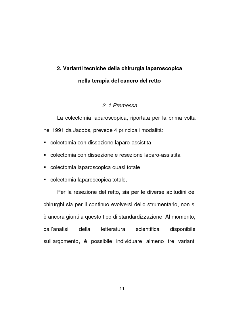 Anteprima della tesi: La chirurgia laparoscopica del cancro del retto, Pagina 9