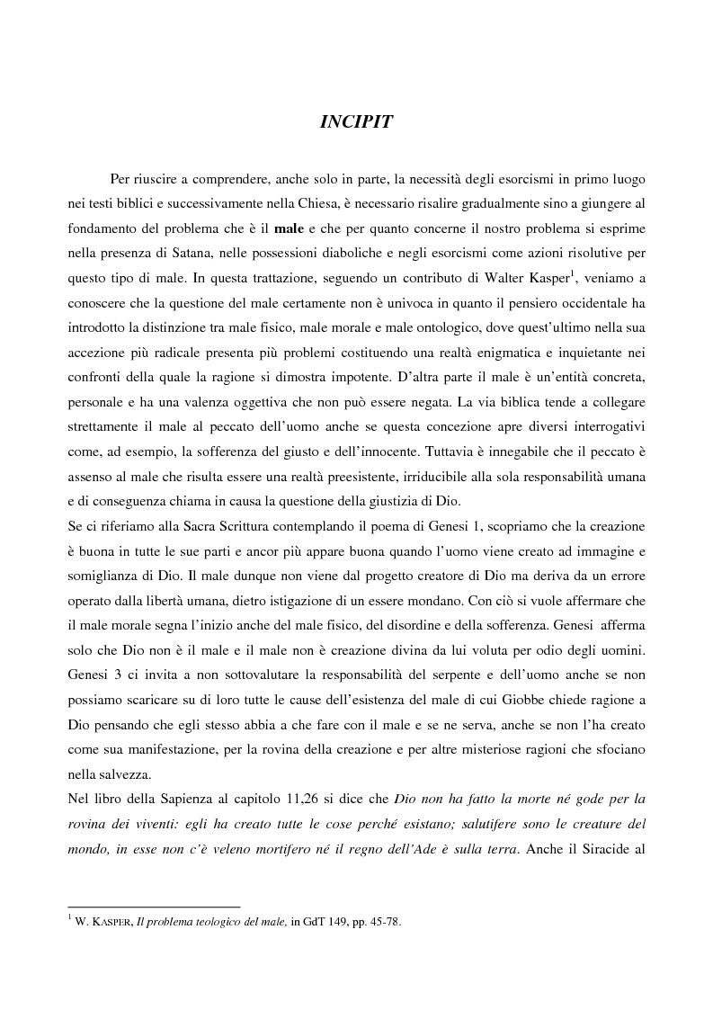 Anteprima della tesi: L'esorcismo. Confronto storico e interpretazione teologica dei rituali esorcistici per ossessi, Pagina 3