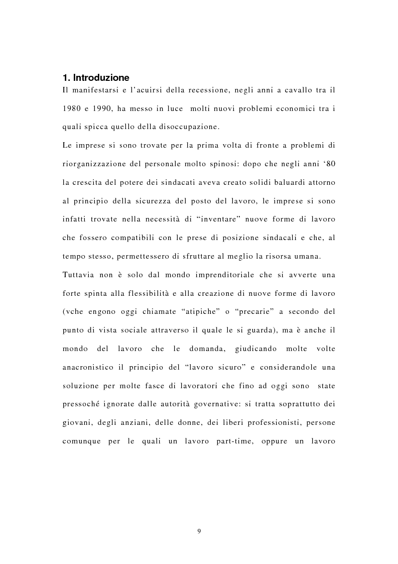 Anteprima della tesi: I contratti di lavoro atipici: conseguenze sulla domanda di lavoro, Pagina 2