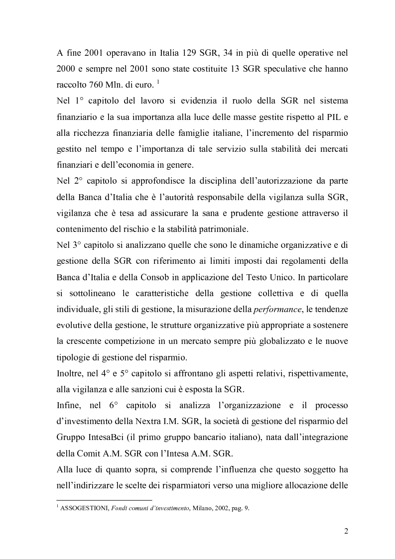 Anteprima della tesi: L'organizzazione e la gestione delle società di gestione del risparmio, Pagina 2