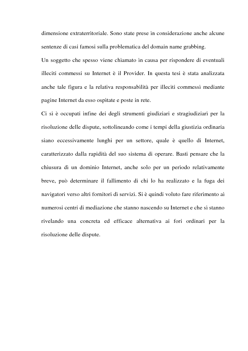 Anteprima della tesi: Domain name e la tutela del marchio, Pagina 3