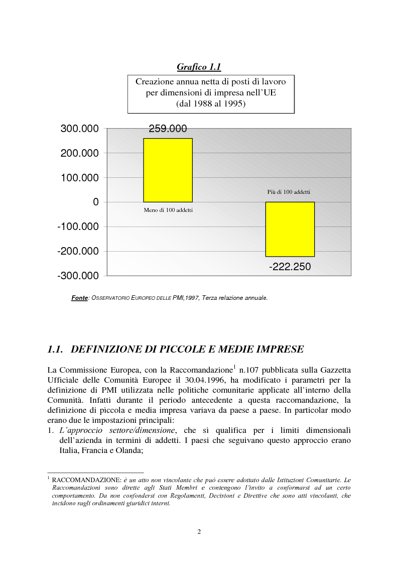 Anteprima della tesi: Le agevolazioni comunitarie alle piccole e medie imprese. Analisi dei risultati dell'applicazione della legge 488/92 in Italia e nel Veneto, Pagina 2