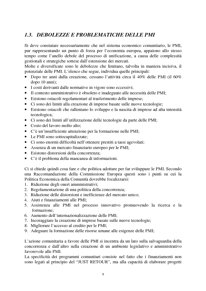 Anteprima della tesi: Le agevolazioni comunitarie alle piccole e medie imprese. Analisi dei risultati dell'applicazione della legge 488/92 in Italia e nel Veneto, Pagina 9