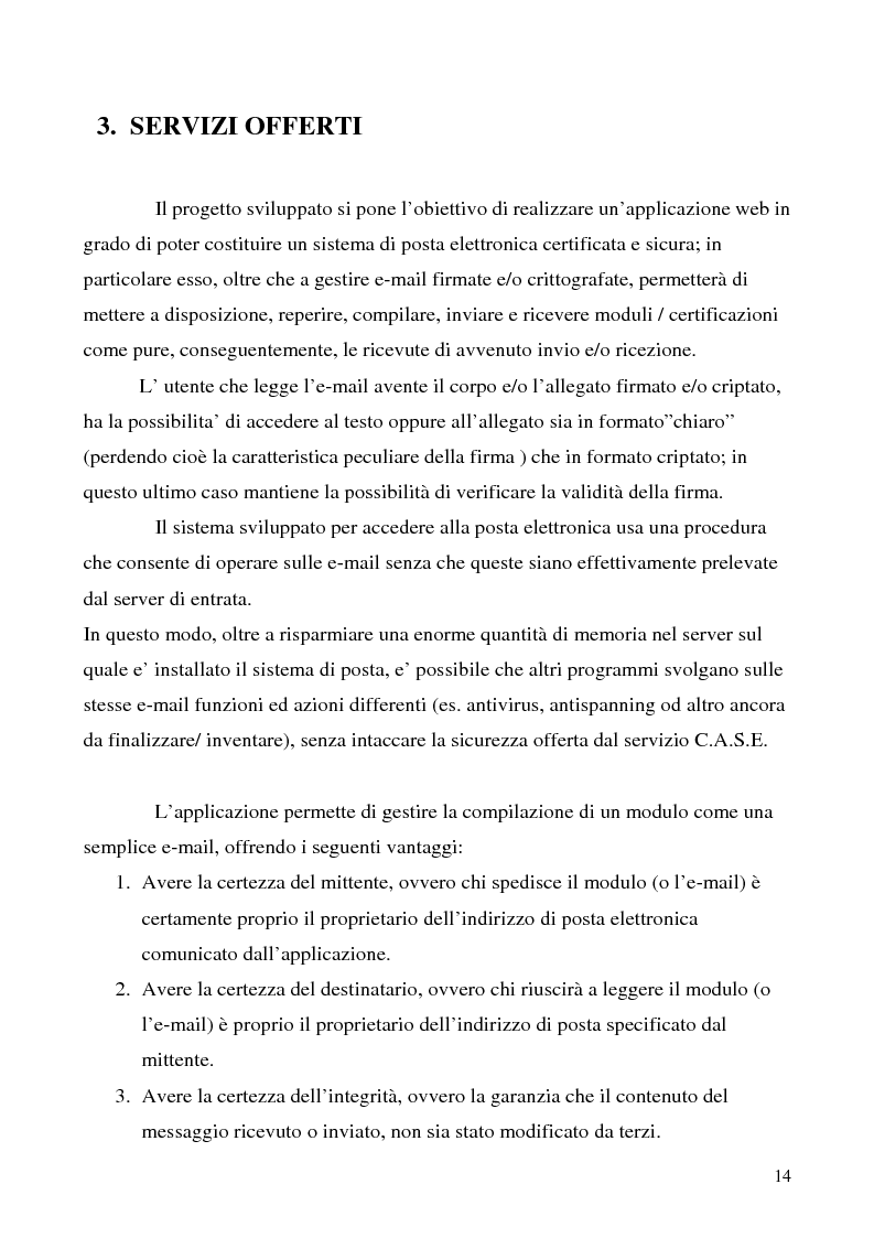 Anteprima della tesi: Sistema di posta elettronica certificato per l'invio e la ricezione di documenti e moduli Certified And Secured E-Governance (C.A.S.E.), Pagina 11