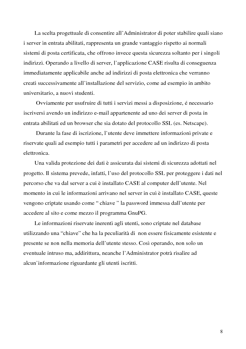 Anteprima della tesi: Sistema di posta elettronica certificato per l'invio e la ricezione di documenti e moduli Certified And Secured E-Governance (C.A.S.E.), Pagina 5