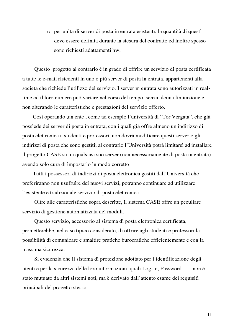 Anteprima della tesi: Sistema di posta elettronica certificato per l'invio e la ricezione di documenti e moduli Certified And Secured E-Governance (C.A.S.E.), Pagina 8