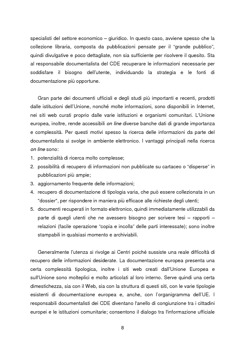 Anteprima della tesi: I servizi di assistenza agli utenti per l'accesso alla documentazione comunitaria europea, Pagina 4