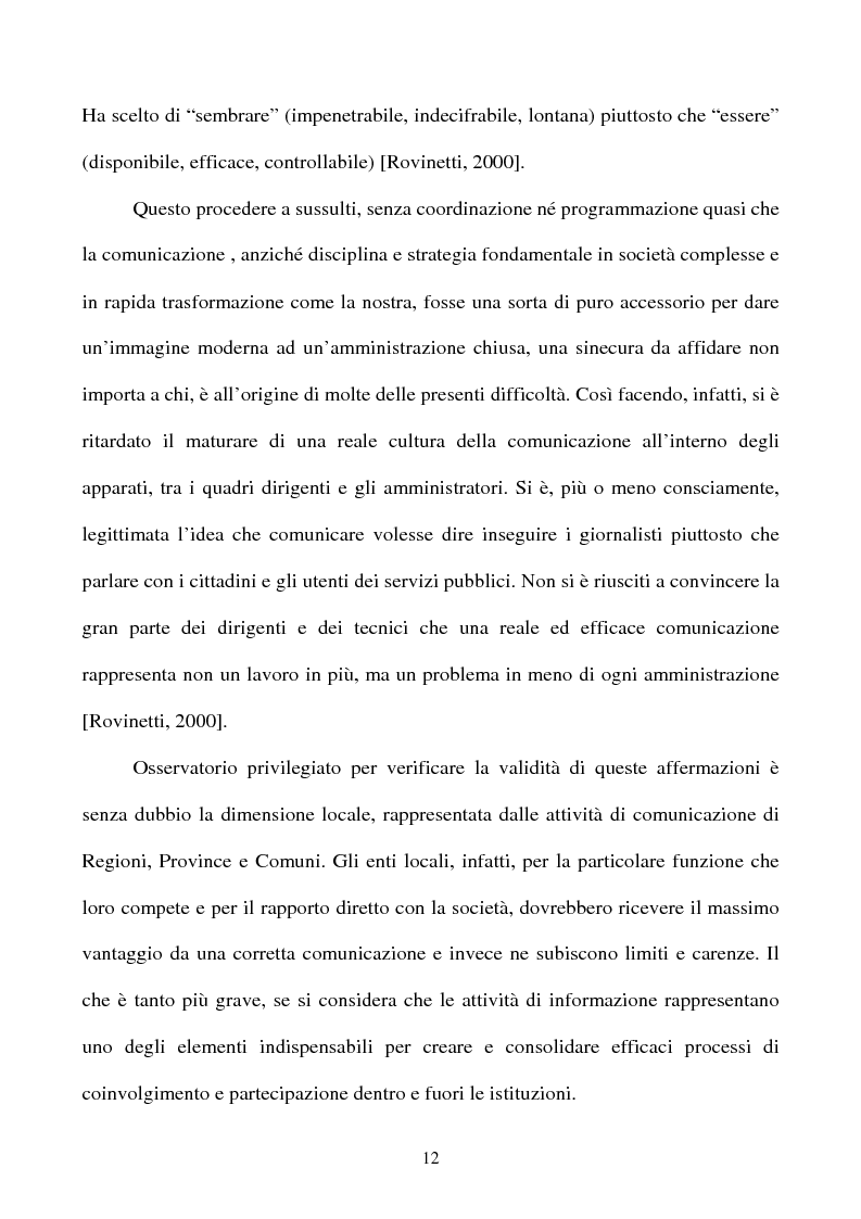 Anteprima della tesi: Il rapporto tra cittadino e pubblica amministrazione tra crisi e riforma. Il caso dell'U.R.P. del Comune di Padova, Pagina 12