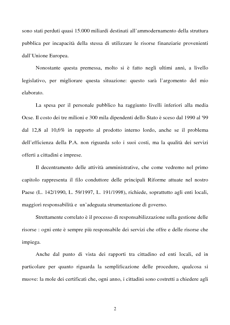 Anteprima della tesi: Il rapporto tra cittadino e pubblica amministrazione tra crisi e riforma. Il caso dell'U.R.P. del Comune di Padova, Pagina 2